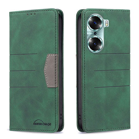 Custodia Portafoglio In Pelle Cover con Supporto B02F per Huawei Honor 60 5G Verde