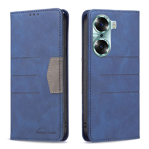 Custodia Portafoglio In Pelle Cover con Supporto B02F per Huawei Honor 60 Pro 5G Blu