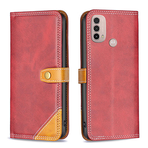 Custodia Portafoglio In Pelle Cover con Supporto B02F per Motorola Moto E30 Rosso