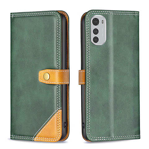 Custodia Portafoglio In Pelle Cover con Supporto B02F per Motorola Moto E32s Verde