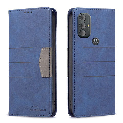 Custodia Portafoglio In Pelle Cover con Supporto B02F per Motorola Moto G Play Gen 2 Blu