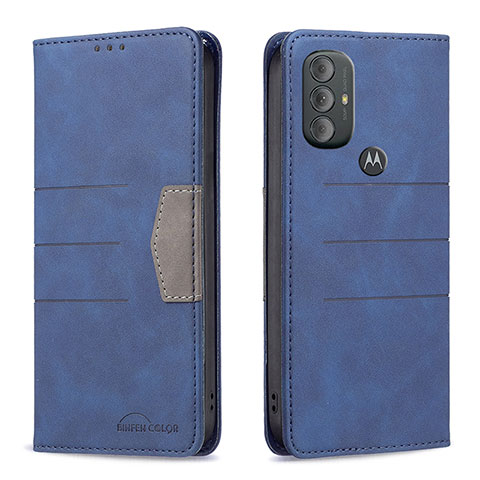 Custodia Portafoglio In Pelle Cover con Supporto B02F per Motorola Moto G Power (2022) Blu