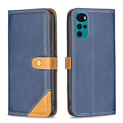 Custodia Portafoglio In Pelle Cover con Supporto B02F per Motorola Moto G22 Blu