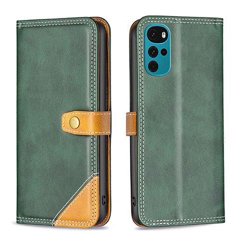 Custodia Portafoglio In Pelle Cover con Supporto B02F per Motorola Moto G22 Verde