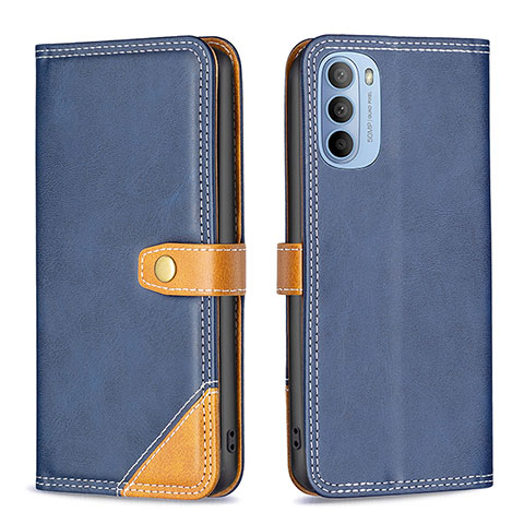 Custodia Portafoglio In Pelle Cover con Supporto B02F per Motorola Moto G41 Blu