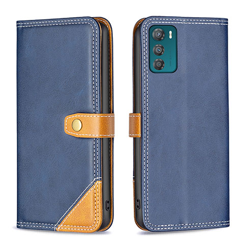 Custodia Portafoglio In Pelle Cover con Supporto B02F per Motorola Moto G42 Blu