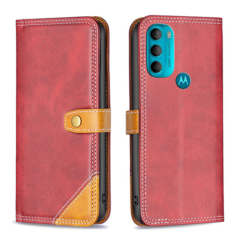 Custodia Portafoglio In Pelle Cover con Supporto B02F per Motorola Moto G71 5G Rosso