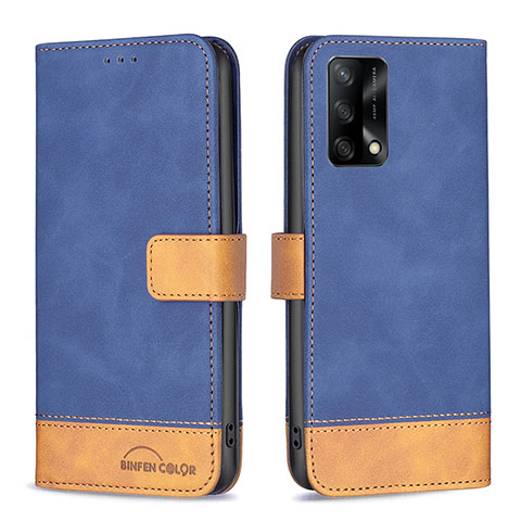 Custodia Portafoglio In Pelle Cover con Supporto B02F per Oppo A74 4G Blu