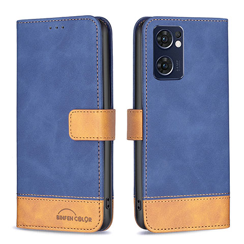 Custodia Portafoglio In Pelle Cover con Supporto B02F per Oppo Find X5 Lite 5G Blu