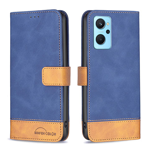 Custodia Portafoglio In Pelle Cover con Supporto B02F per Oppo K10 4G Blu