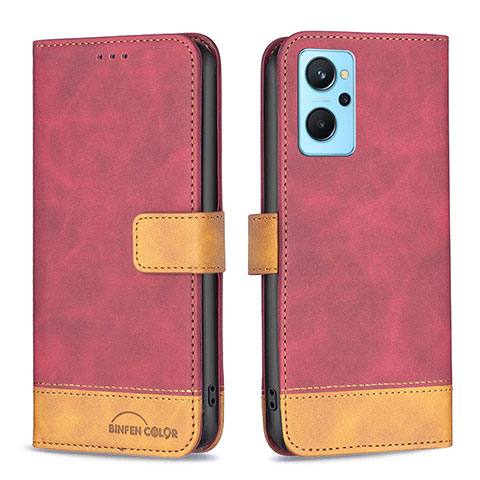 Custodia Portafoglio In Pelle Cover con Supporto B02F per Oppo K10 4G Rosso