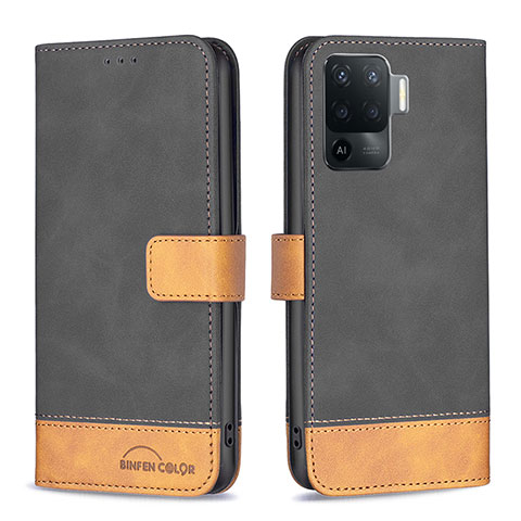 Custodia Portafoglio In Pelle Cover con Supporto B02F per Oppo Reno5 F Nero