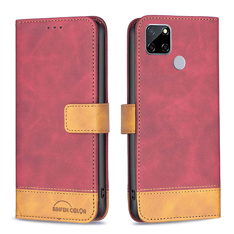 Custodia Portafoglio In Pelle Cover con Supporto B02F per Realme 7i RMX2193 Rosso