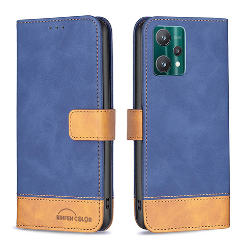 Custodia Portafoglio In Pelle Cover con Supporto B02F per Realme 9 5G Blu