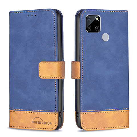 Custodia Portafoglio In Pelle Cover con Supporto B02F per Realme C25S Blu