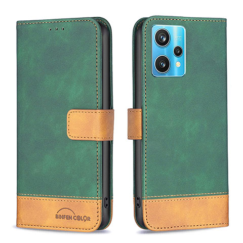 Custodia Portafoglio In Pelle Cover con Supporto B02F per Realme Narzo 50 Pro 5G Verde