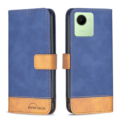 Custodia Portafoglio In Pelle Cover con Supporto B02F per Realme Narzo 50i Prime Blu