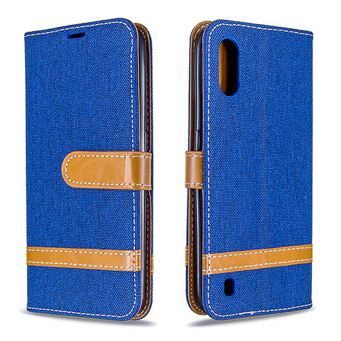 Custodia Portafoglio In Pelle Cover con Supporto B02F per Samsung Galaxy A01 SM-A015 Blu