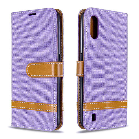 Custodia Portafoglio In Pelle Cover con Supporto B02F per Samsung Galaxy A01 SM-A015 Lavanda