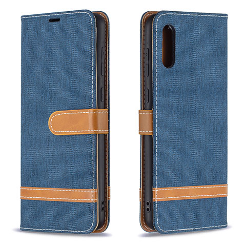 Custodia Portafoglio In Pelle Cover con Supporto B02F per Samsung Galaxy A02 Blu Notte