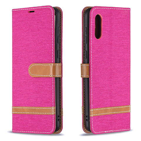 Custodia Portafoglio In Pelle Cover con Supporto B02F per Samsung Galaxy A02 Rosa Caldo