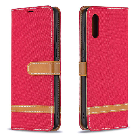 Custodia Portafoglio In Pelle Cover con Supporto B02F per Samsung Galaxy A02 Rosso