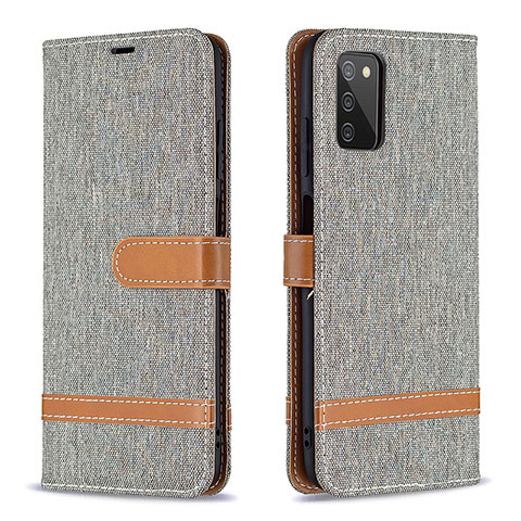 Custodia Portafoglio In Pelle Cover con Supporto B02F per Samsung Galaxy A02s Grigio