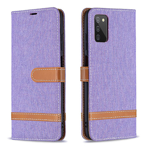 Custodia Portafoglio In Pelle Cover con Supporto B02F per Samsung Galaxy A02s Lavanda