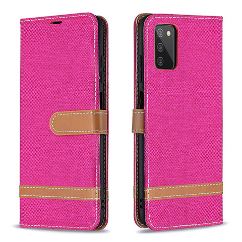 Custodia Portafoglio In Pelle Cover con Supporto B02F per Samsung Galaxy A03s Rosa Caldo