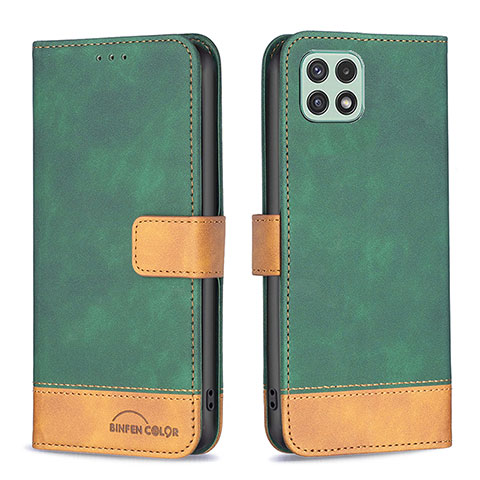 Custodia Portafoglio In Pelle Cover con Supporto B02F per Samsung Galaxy A22 5G Verde