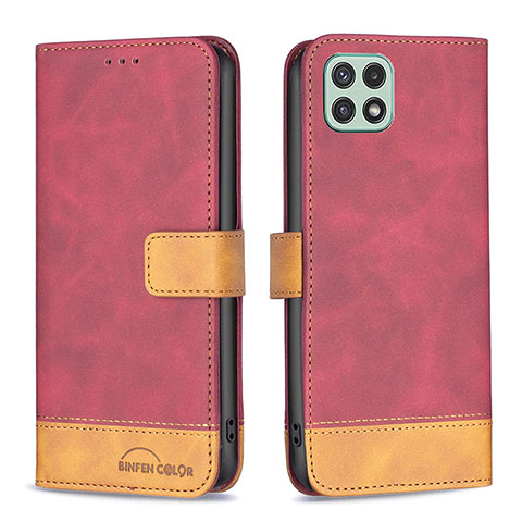 Custodia Portafoglio In Pelle Cover con Supporto B02F per Samsung Galaxy A22s 5G Rosso