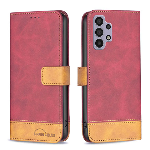 Custodia Portafoglio In Pelle Cover con Supporto B02F per Samsung Galaxy A32 5G Rosso