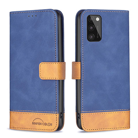 Custodia Portafoglio In Pelle Cover con Supporto B02F per Samsung Galaxy A41 Blu