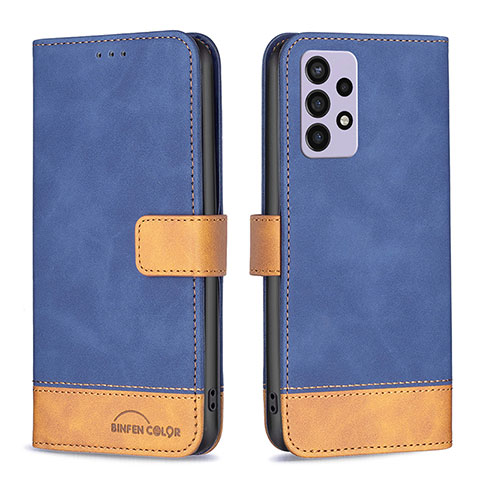 Custodia Portafoglio In Pelle Cover con Supporto B02F per Samsung Galaxy A72 4G Blu