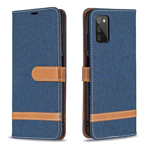 Custodia Portafoglio In Pelle Cover con Supporto B02F per Samsung Galaxy F02S SM-E025F Blu Notte