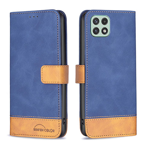 Custodia Portafoglio In Pelle Cover con Supporto B02F per Samsung Galaxy F42 5G Blu