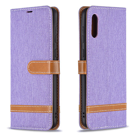 Custodia Portafoglio In Pelle Cover con Supporto B02F per Samsung Galaxy M02 Lavanda