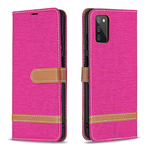 Custodia Portafoglio In Pelle Cover con Supporto B02F per Samsung Galaxy M02s Rosa Caldo