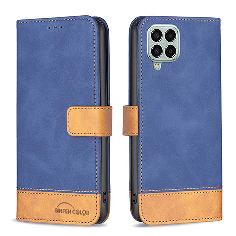 Custodia Portafoglio In Pelle Cover con Supporto B02F per Samsung Galaxy M33 5G Blu