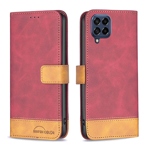 Custodia Portafoglio In Pelle Cover con Supporto B02F per Samsung Galaxy M53 5G Rosso