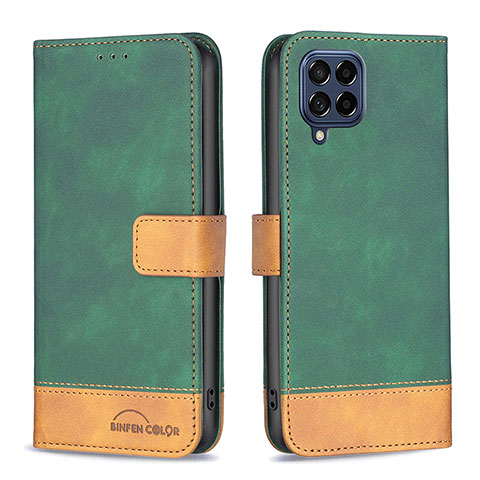 Custodia Portafoglio In Pelle Cover con Supporto B02F per Samsung Galaxy M53 5G Verde