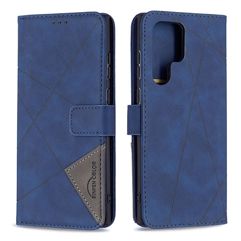 Custodia Portafoglio In Pelle Cover con Supporto B02F per Samsung Galaxy S21 Ultra 5G Blu