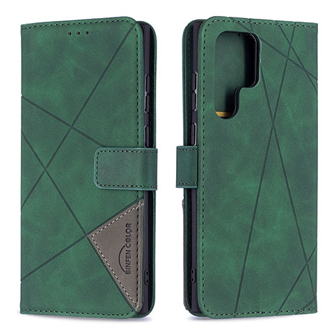 Custodia Portafoglio In Pelle Cover con Supporto B02F per Samsung Galaxy S21 Ultra 5G Verde