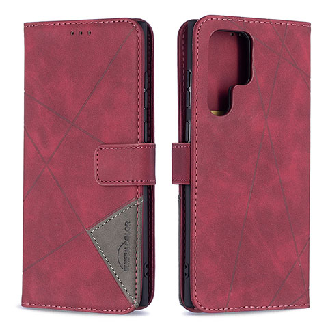 Custodia Portafoglio In Pelle Cover con Supporto B02F per Samsung Galaxy S25 Ultra 5G Rosso