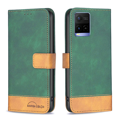 Custodia Portafoglio In Pelle Cover con Supporto B02F per Vivo Y32 4G Verde