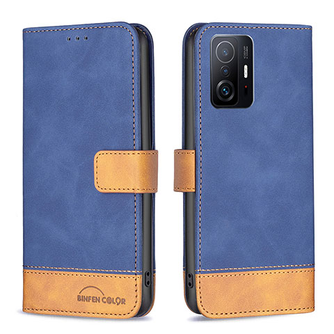 Custodia Portafoglio In Pelle Cover con Supporto B02F per Xiaomi Mi 11T 5G Blu