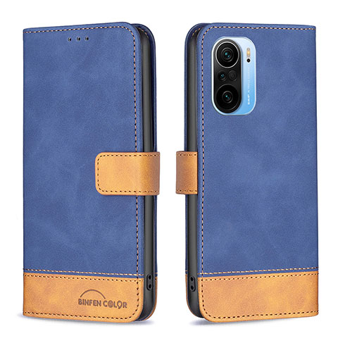 Custodia Portafoglio In Pelle Cover con Supporto B02F per Xiaomi Mi 11X Pro 5G Blu