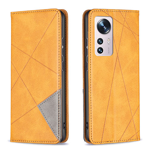 Custodia Portafoglio In Pelle Cover con Supporto B02F per Xiaomi Mi 12 5G Giallo