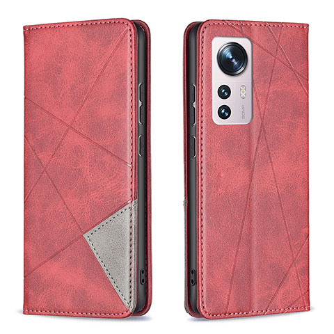 Custodia Portafoglio In Pelle Cover con Supporto B02F per Xiaomi Mi 12 5G Rosso