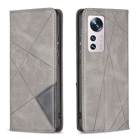 Custodia Portafoglio In Pelle Cover con Supporto B02F per Xiaomi Mi 12 Pro 5G Grigio